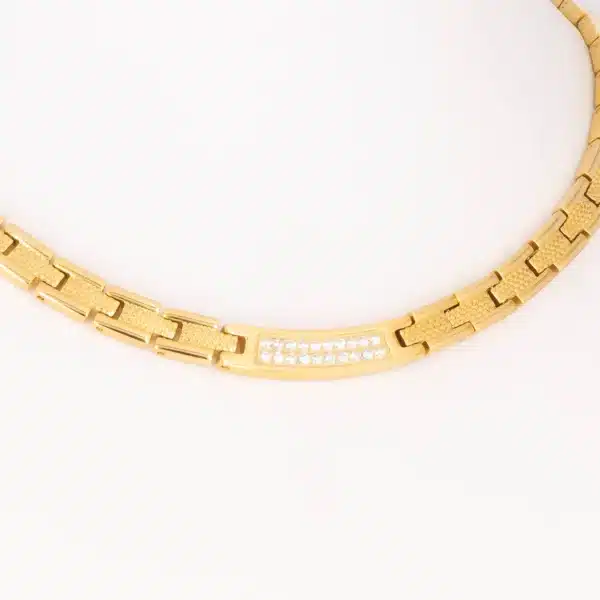 Energiecollier Spur in Gold mit Zirkonia