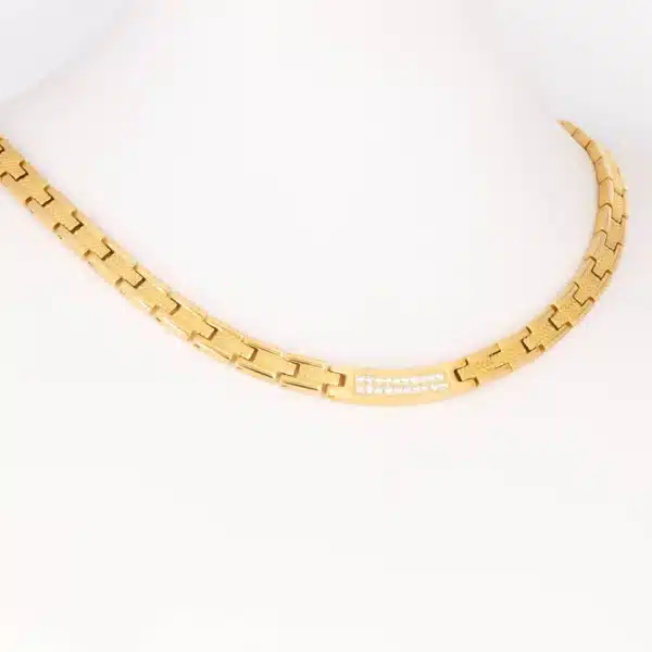 Energiecollier Spur in Gold mit Zirkonia – Bild 3