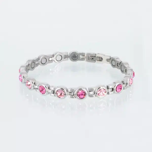Silbernes Magnetarmband mit Rosa- und Pinkfarbenen Zirkonia