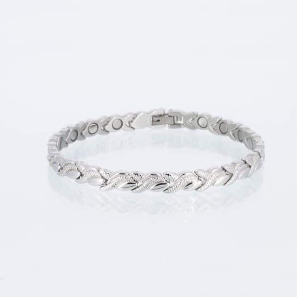 Magnetarmband Wirbel in Silber mit Struktur