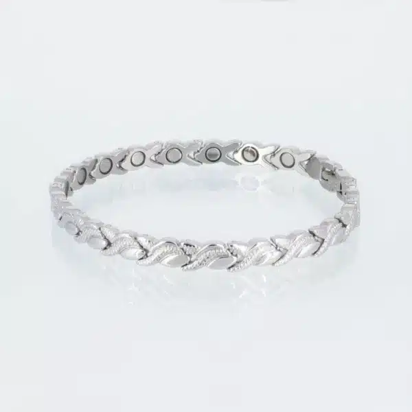 Magnetarmband Wirbel in Silber mit Struktur