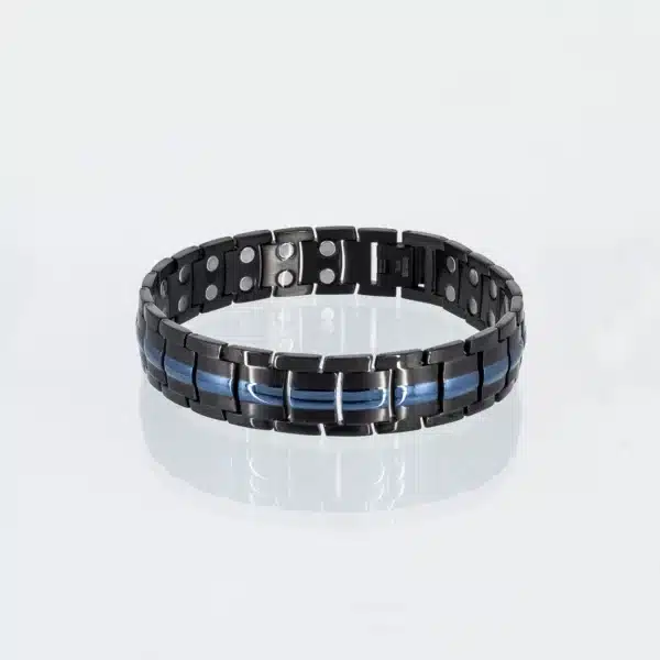 Doppelreihiges Magnetarmband Stärke in schwarz und blau