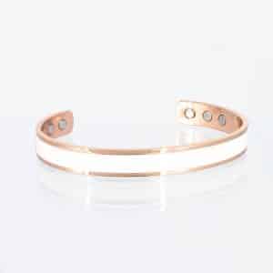 Kupferarmreif breit mit weißer Emailleeinlage