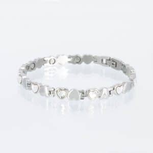 Magnetarmband Glück Silber mit weißen Herzen
