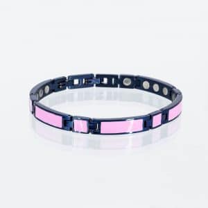 Magnetarmband Nachblau mit rosafarbener Emaille