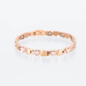 Magnetarmband Glück Rosegold mit rosafarbenen Herzen