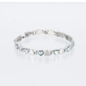 Magnetarmband Glück in Silber mit blauen Herzen